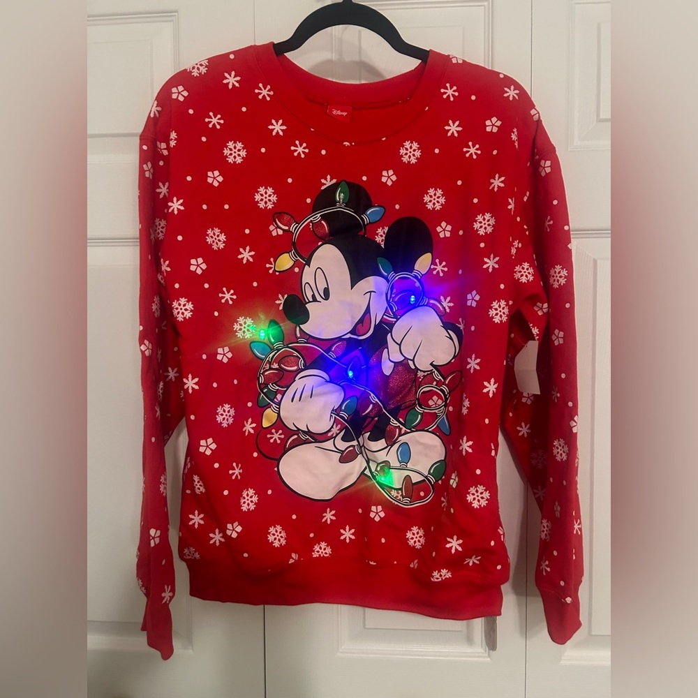 Christmas Disney Red Mickey Mouse Light-Up Sweatshirt